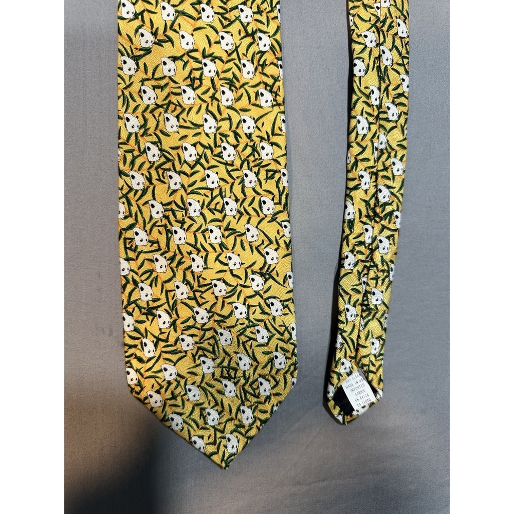VTG‎ Ralph Marlin Men's Silk Panda Repeat Neck Tie Yellow Classic